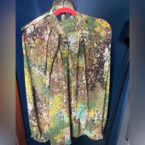 ELOQUII Green Print Draped Sleeve Top- 24w- NWT